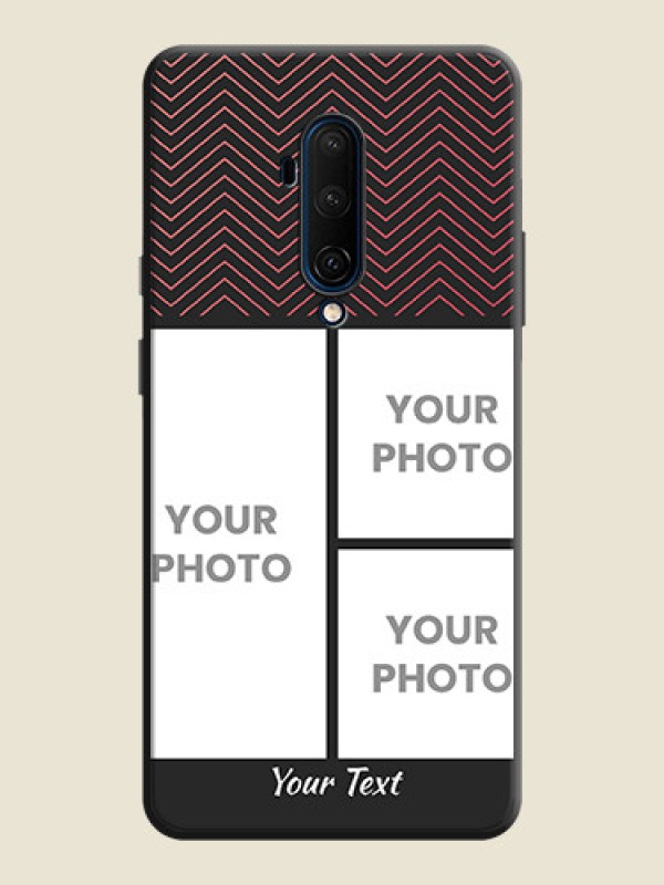 Custom Wave Pattern with 3 Image Holder on Space Black Custom Soft Matte Back Cover - OnePlus 7T Pro - alternate view