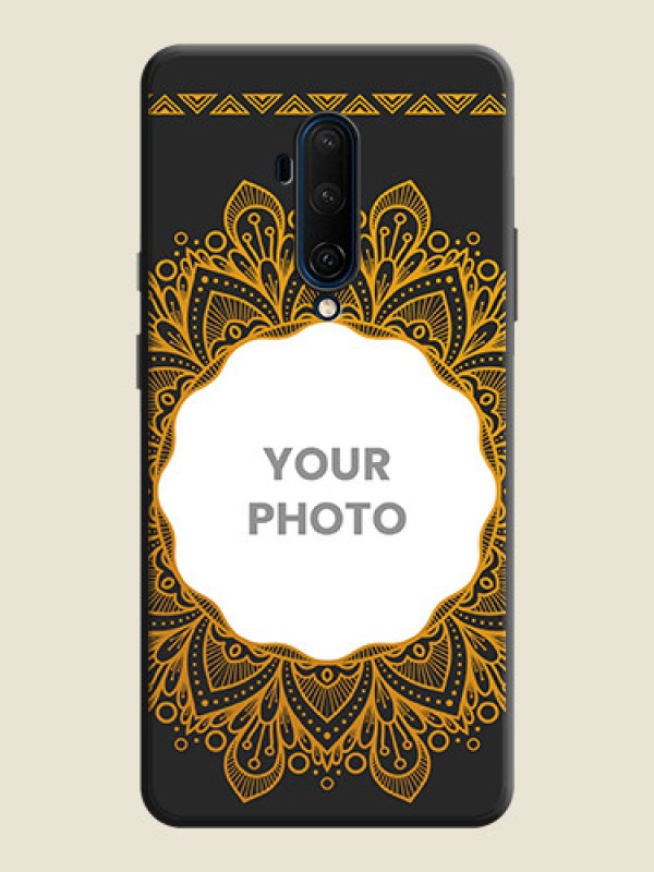Custom Round Image with Floral Design - Photo on Space Black Soft Matte Mobile Cover - OnePlus 7T Pro - alternate view