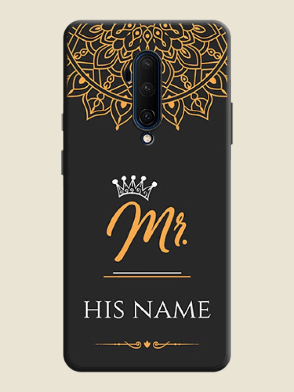 Custom Mr Name with Floral Design  on Personalised Space Black Soft Matte Cases - OnePlus 7T Pro - alternate view