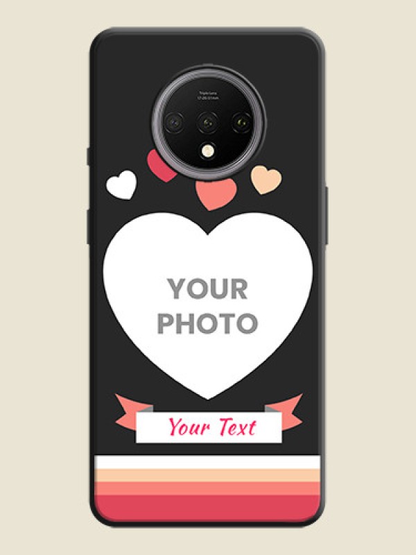 Custom Love Shaped Photo with Colorful Stripes on Personalised Space Black Soft Matte Cases - OnePlus 7T - alternate view