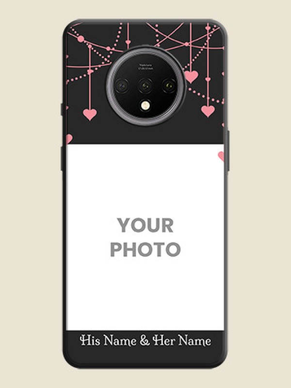 Custom Pink Love Hangings with Text on Space Black Custom Soft Matte Back Cover - OnePlus 7T - alternate view