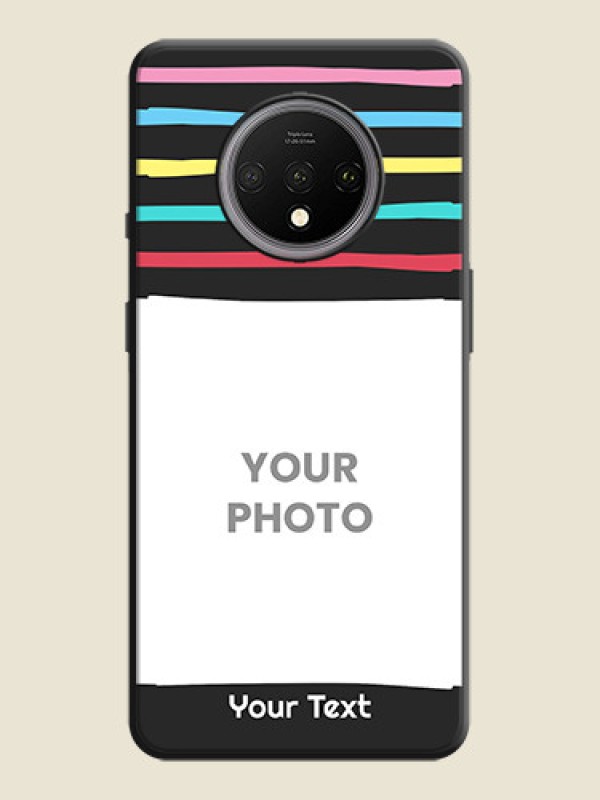 Custom Multicolor Lines with Image on Space Black Personalized Soft Matte Phone Covers - OnePlus 7T - alternate view