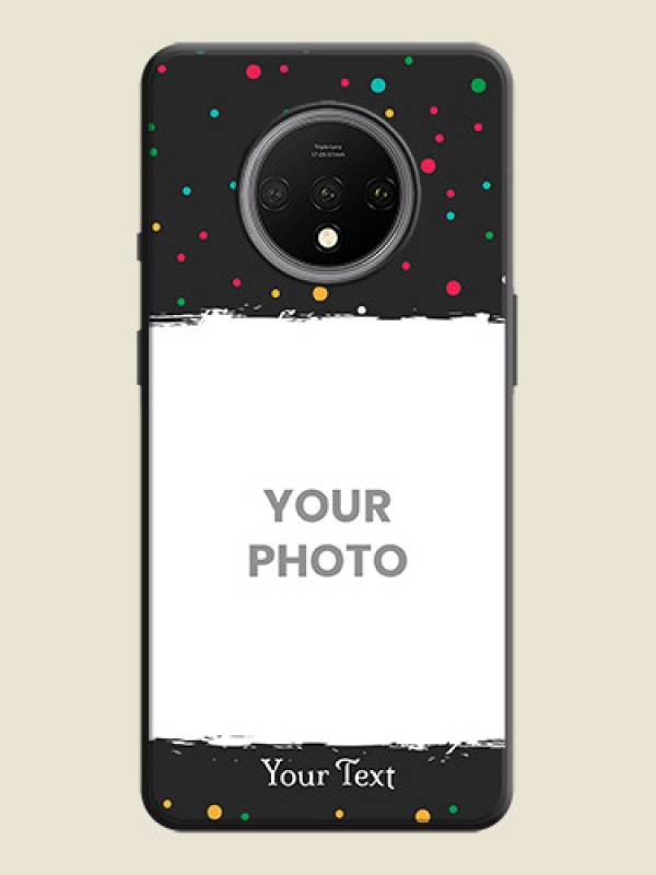 Custom Multicolor Dotted Pattern with Text on Space Black Custom Soft Matte Phone Back Cover - OnePlus 7T - alternate view