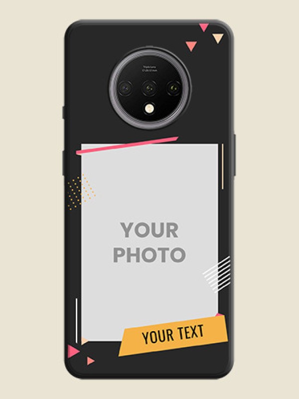 Custom Photo Frame with Triangle Small Dots - Photo on Space Black Soft Matte Back Cover - OnePlus 7T - alternate view