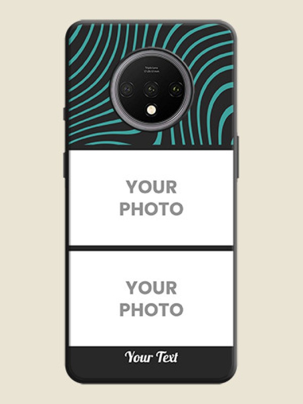 Custom Wave Pattern with 2 Image Holder on Space Black Personalized Soft Matte Phone Covers - OnePlus 7T - alternate view