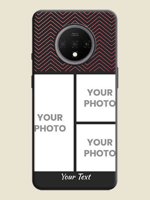 Custom Wave Pattern with 3 Image Holder on Space Black Custom Soft Matte Back Cover - OnePlus 7T - alternate view