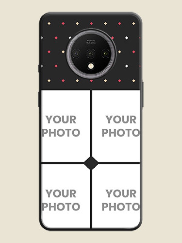 Custom Multicolor Dotted Pattern with 4 Image Holder on Space Black Custom Soft Matte Phone Cases - OnePlus 7T - alternate view