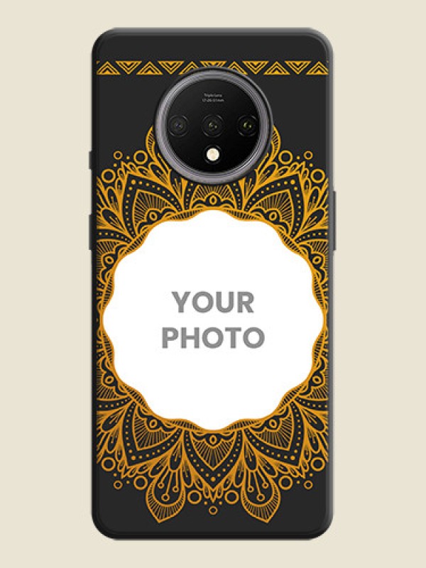 Custom Round Image with Floral Design - Photo on Space Black Soft Matte Mobile Cover - OnePlus 7T - alternate view