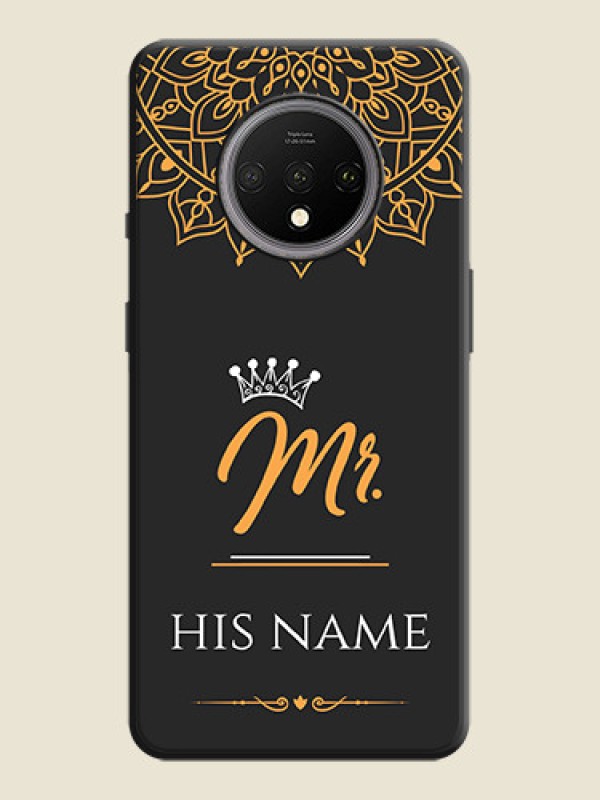 Custom Mr Name with Floral Design  on Personalised Space Black Soft Matte Cases - OnePlus 7T - alternate view