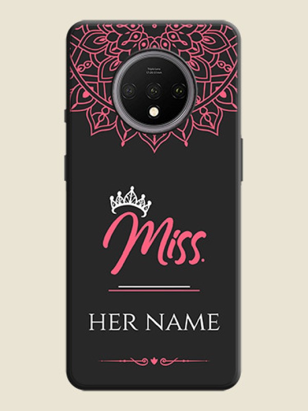 Custom Mrs Name with Floral Design on Space Black Personalized Soft Matte Phone Covers - OnePlus 7T - alternate view