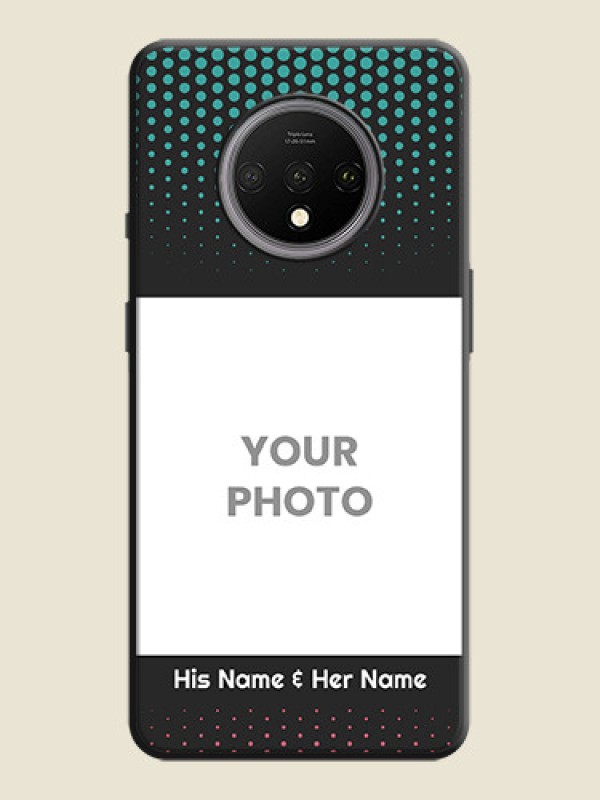 Custom Faded Dots with Grunge Photo Frame and Text on Space Black Custom Soft Matte Phone Cases - OnePlus 7T - alternate view