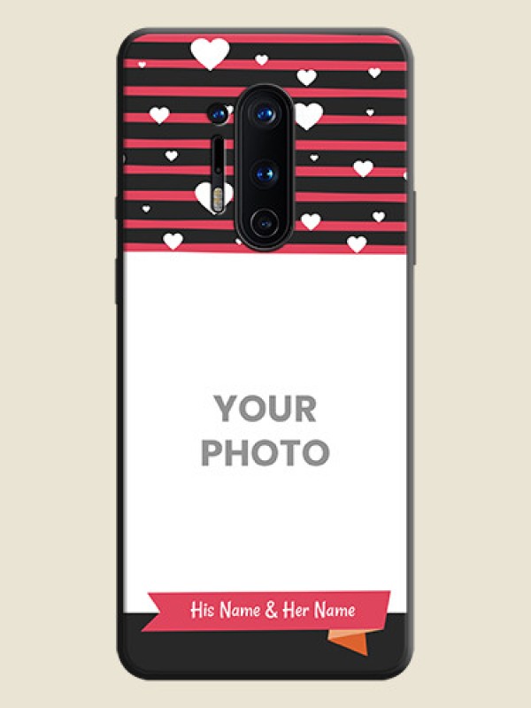 Custom White Color Love Symbols with Pink Lines Pattern on Space Black Custom Soft Matte Phone Cases - OnePlus 8 Pro - alternate view
