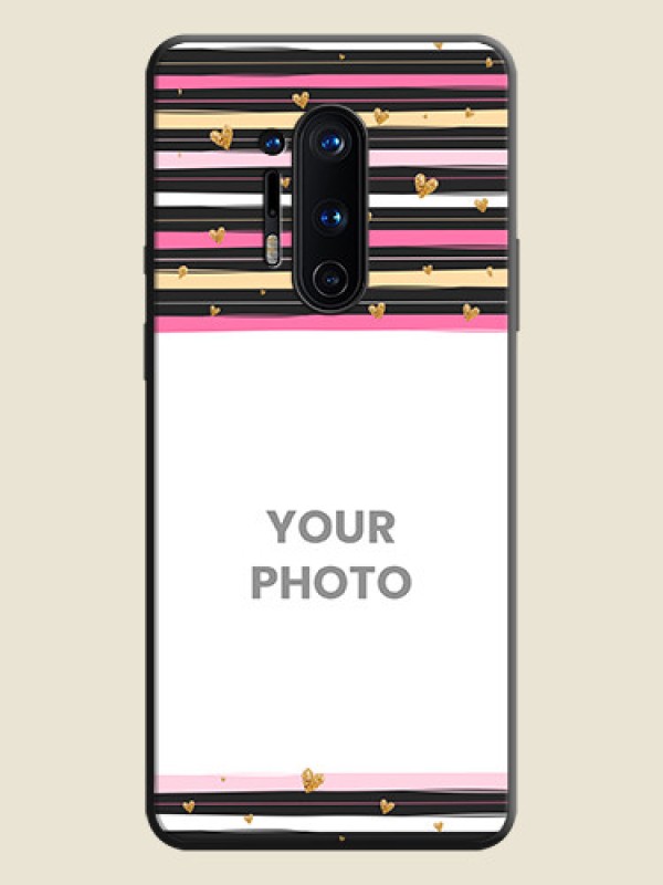 Custom Multicolor Lines and Golden Love Symbols Design - Photo on Space Black Soft Matte Mobile Cover - OnePlus 8 Pro - alternate view