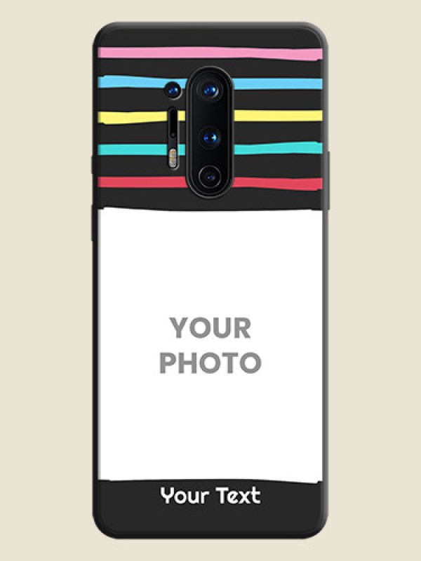 Custom Multicolor Lines with Image on Space Black Personalized Soft Matte Phone Covers - OnePlus 8 Pro - alternate view