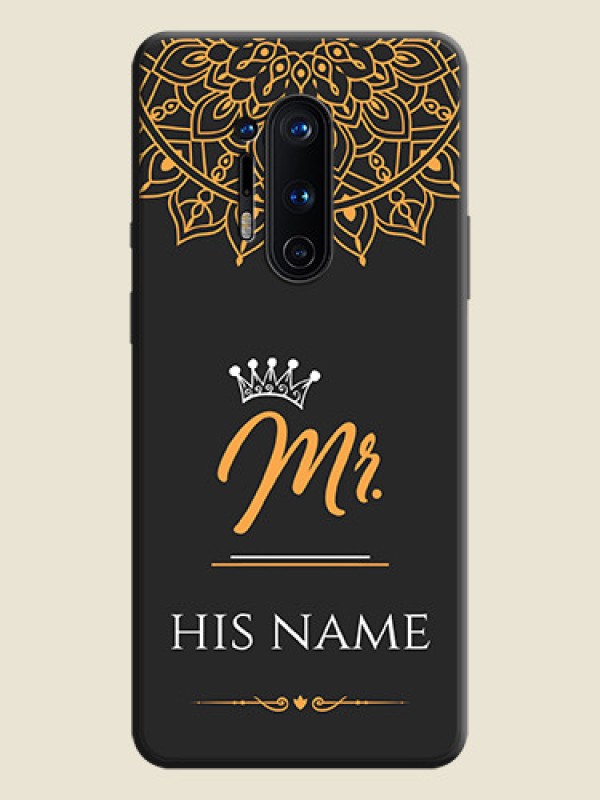Custom Mr Name with Floral Design  on Personalised Space Black Soft Matte Cases - OnePlus 8 Pro - alternate view