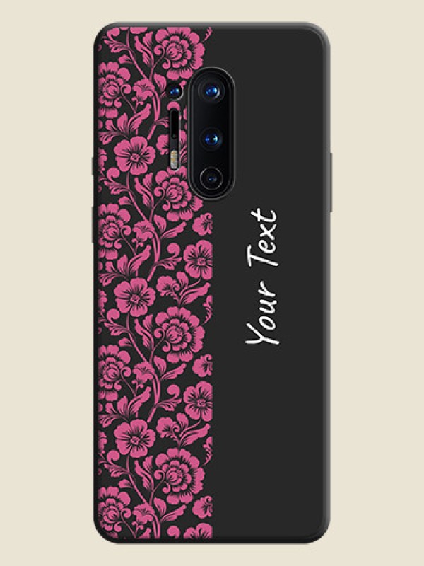 Custom Pink Floral Pattern Design With Custom Text On Space Black Personalized Soft Matte Phone Covers -Oneplus 8 Pro - alternate view