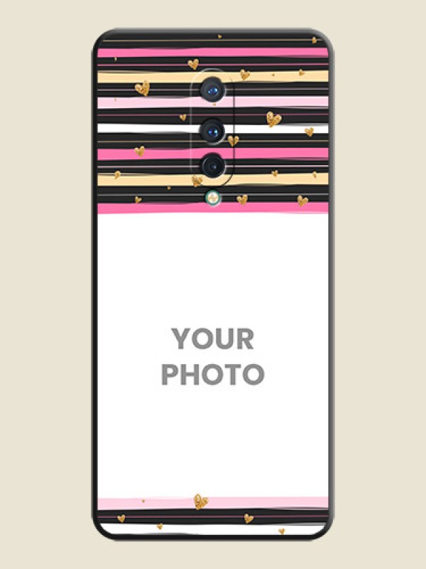 Custom Multicolor Lines and Golden Love Symbols Design - Photo on Space Black Soft Matte Mobile Cover - OnePlus 8 - alternate view