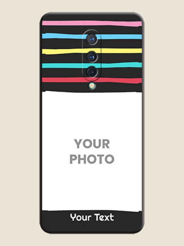 Custom Multicolor Lines with Image on Space Black Personalized Soft Matte Phone Covers - OnePlus 8 - alternate view