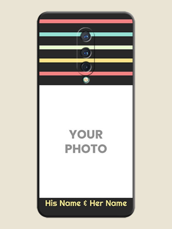 Custom Color Stripes with Photo and Text - Photo on Space Black Soft Matte Mobile Case - OnePlus 8 - alternate view