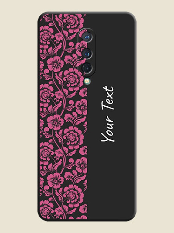 Custom Pink Floral Pattern Design With Custom Text On Space Black Personalized Soft Matte Phone Covers -Oneplus 8 - alternate view