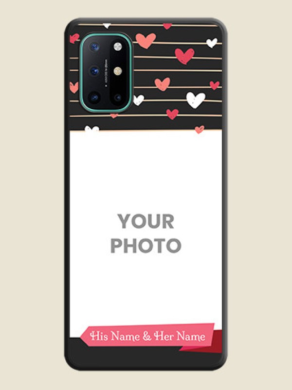 Custom Love Pattern with Name on Pink Ribbon  on Photo on Space Black Soft Matte Back Cover - OnePlus 8T - alternate view