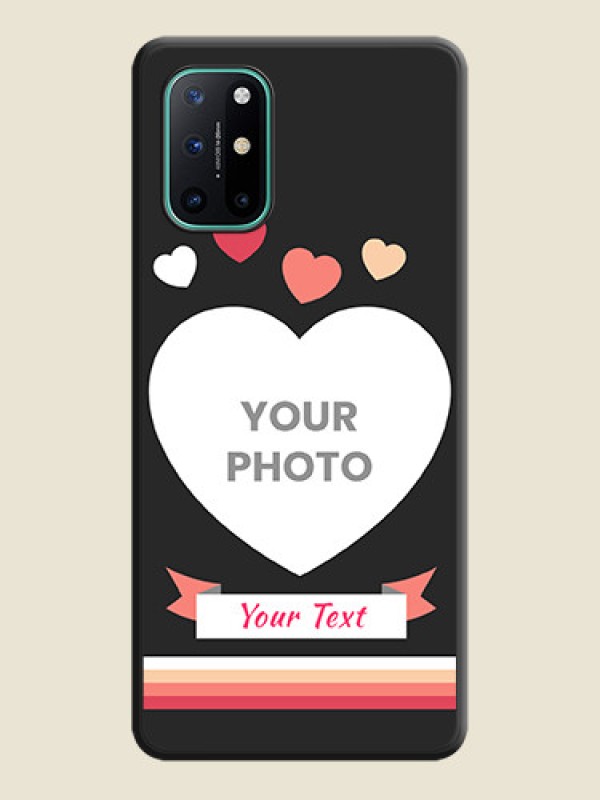 Custom Love Shaped Photo with Colorful Stripes on Personalised Space Black Soft Matte Cases - OnePlus 8T - alternate view