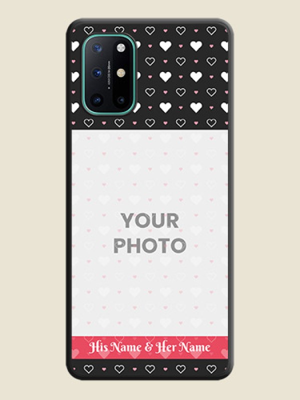 Custom White Color Love Symbols with Text Design on Photo on Space Black Soft Matte Phone Cover - OnePlus 8T - alternate view