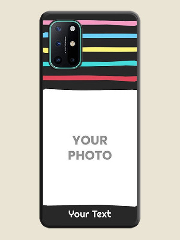 Custom Multicolor Lines with Image on Space Black Personalized Soft Matte Phone Covers - OnePlus 8T - alternate view