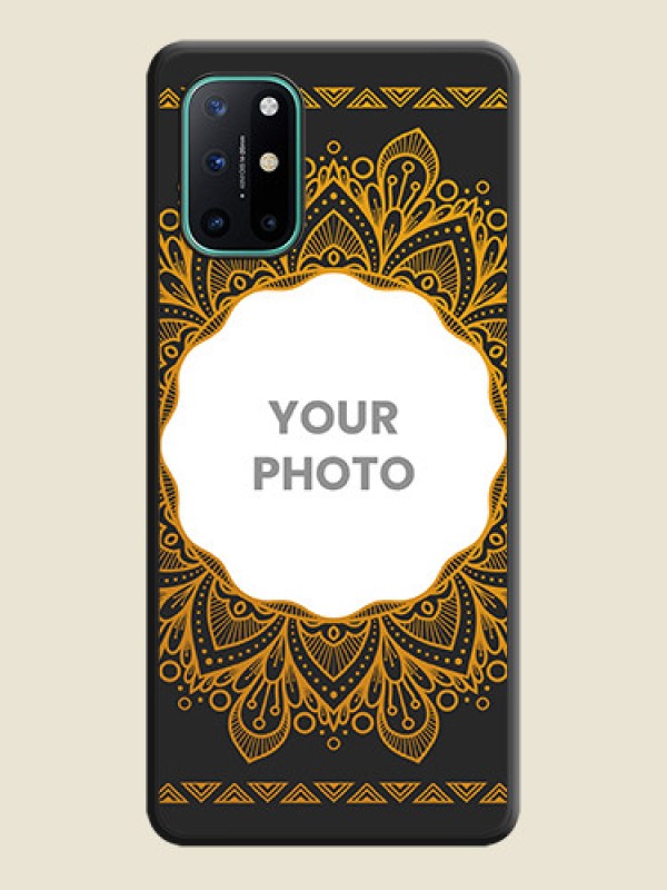 Custom Round Image with Floral Design on Photo on Space Black Soft Matte Mobile Cover - OnePlus 8T - alternate view