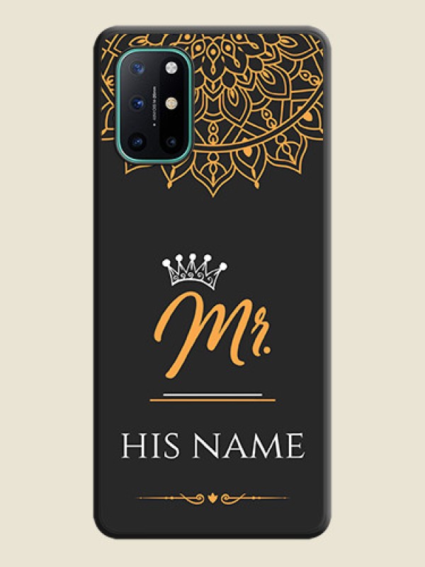 Custom Mr Name with Floral Design  on Personalised Space Black Soft Matte Cases - OnePlus 8T - alternate view