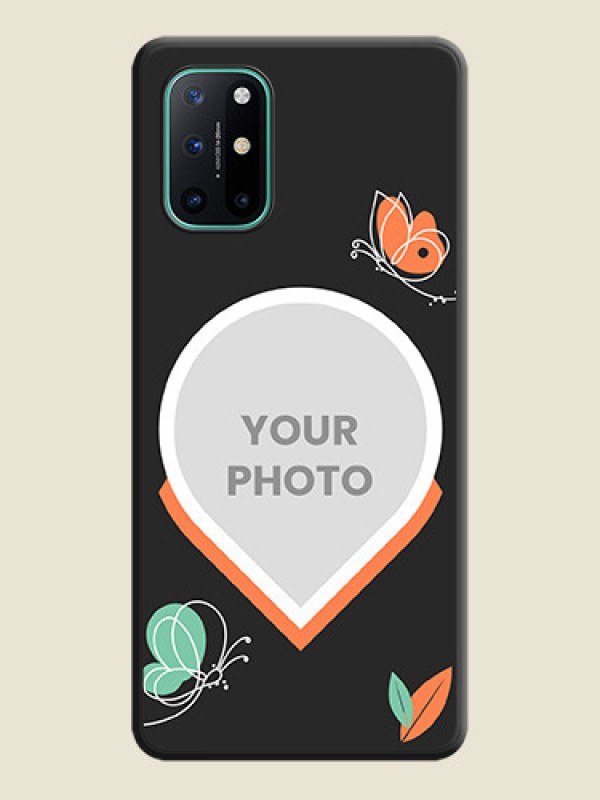 Custom Upload Pic With Simple Butterly Design On Space Black Personalized Soft Matte Phone Covers -Oneplus 8T - alternate view
