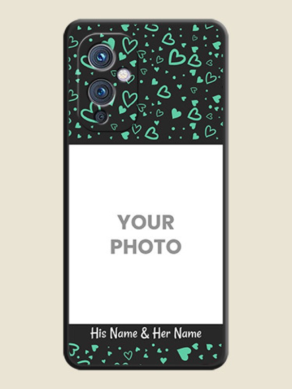 Custom Sea Green Indefinite Love Pattern on Photo on Space Black Soft Matte Mobile Cover - Oneplus 9 5G - alternate view