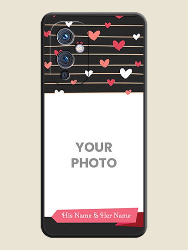 Custom Love Pattern with Name on Pink Ribbon  on Photo on Space Black Soft Matte Back Cover - Oneplus 9 5G - alternate view
