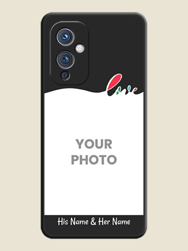 Custom Fall in Love Pattern with Picture on Photo on Space Black Soft Matte Mobile Case - Oneplus 9 5G - alternate view