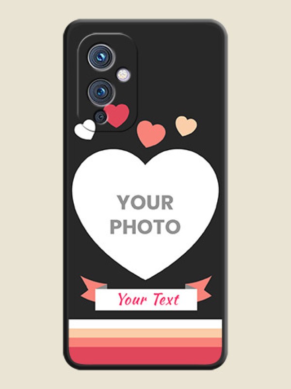 Custom Love Shaped Photo with Colorful Stripes on Personalised Space Black Soft Matte Cases - Oneplus 9 5G - alternate view