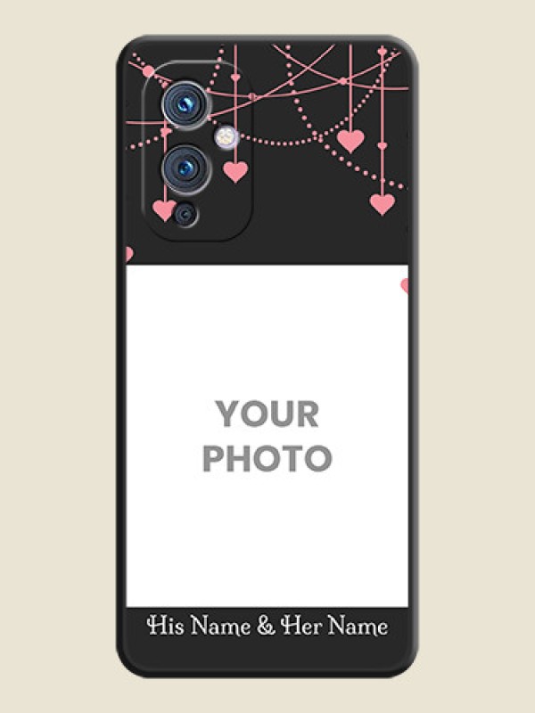 Custom Pink Love Hangings with Text on Space Black Custom Soft Matte Back Cover - Oneplus 9 5G - alternate view