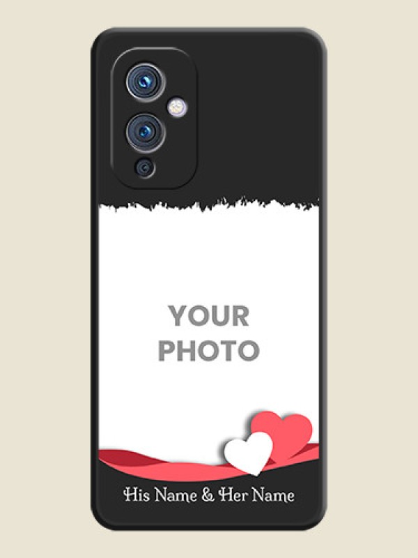 Custom Pin Color Love Shaped Ribbon Design with Text on Space Black Custom Soft Matte Phone Back Cover - Oneplus 9 5G - alternate view