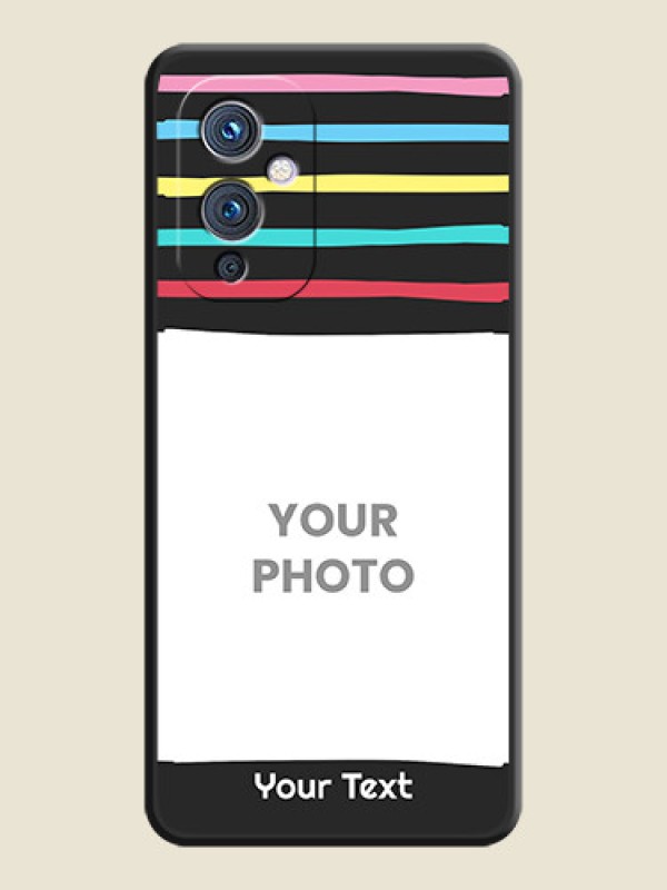 Custom Multicolor Lines with Image on Space Black Personalized Soft Matte Phone Covers - Oneplus 9 5G - alternate view