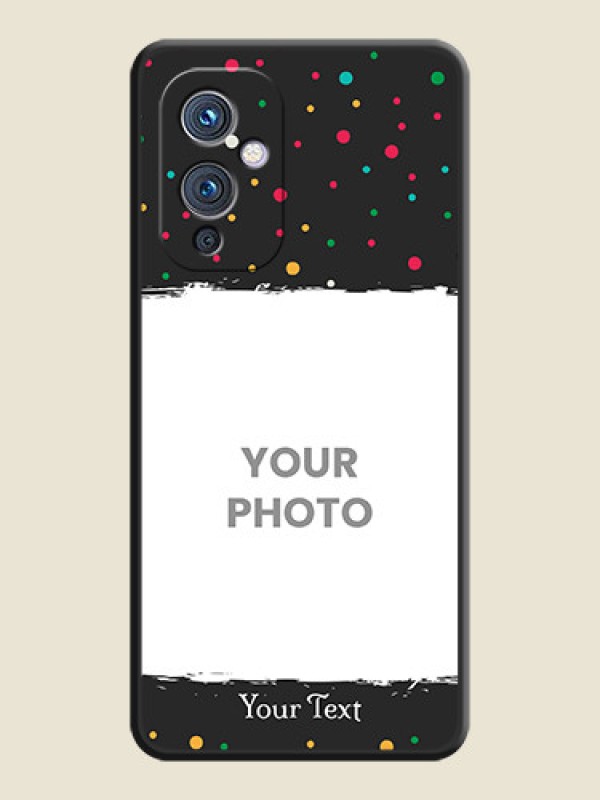 Custom Multicolor Dotted Pattern with Text on Space Black Custom Soft Matte Phone Back Cover - Oneplus 9 5G - alternate view