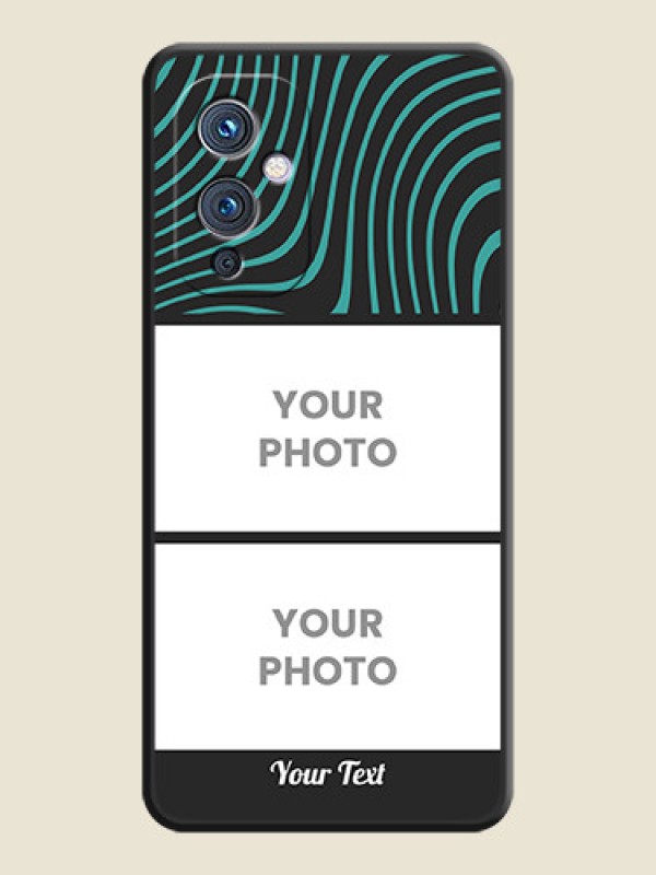 Custom Wave Pattern with 2 Image Holder on Space Black Personalized Soft Matte Phone Covers - Oneplus 9 5G - alternate view