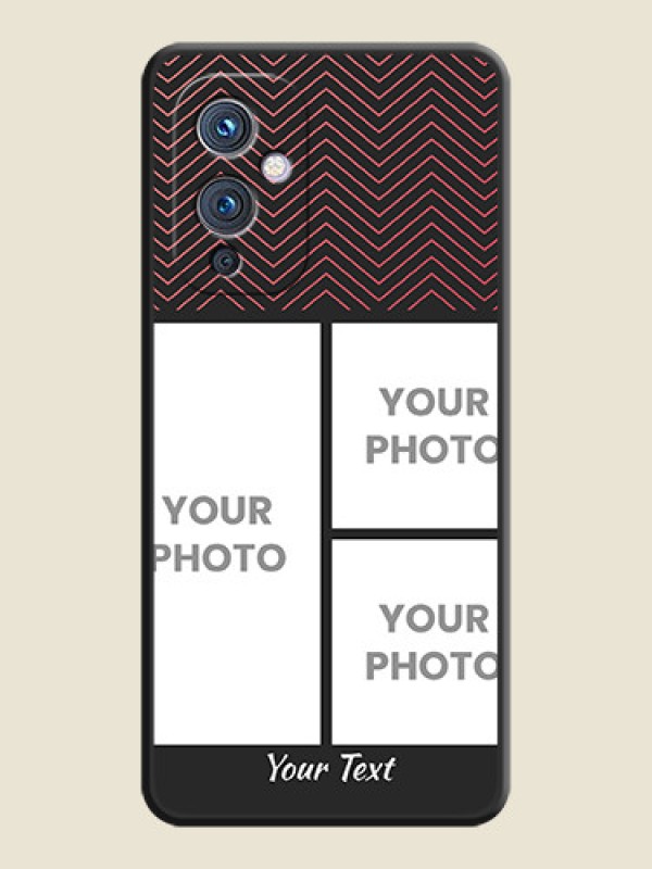 Custom Wave Pattern with 3 Image Holder on Space Black Custom Soft Matte Back Cover - Oneplus 9 5G - alternate view