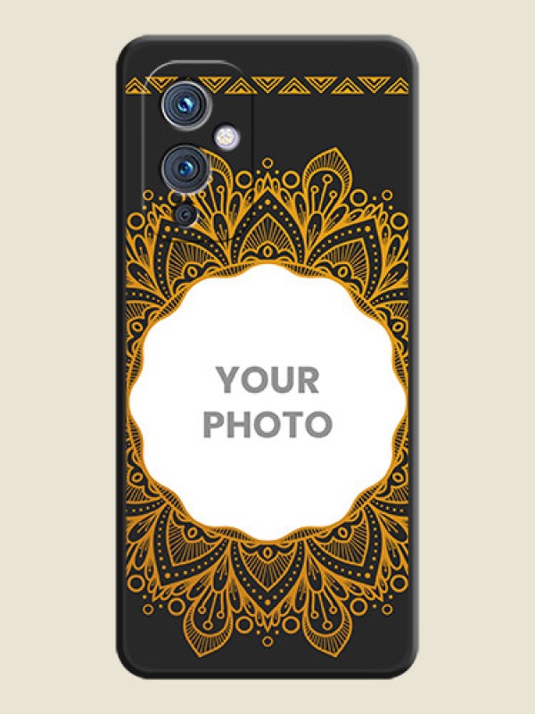 Custom Round Image with Floral Design on Photo on Space Black Soft Matte Mobile Cover - Oneplus 9 5G - alternate view