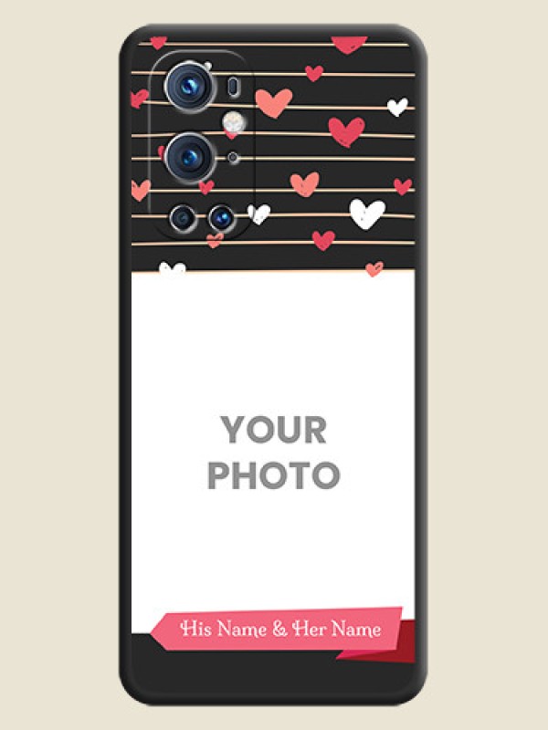 Custom Love Pattern with Name on Pink Ribbon  on Photo on Space Black Soft Matte Back Cover - Oneplus 9 Pro 5G - alternate view