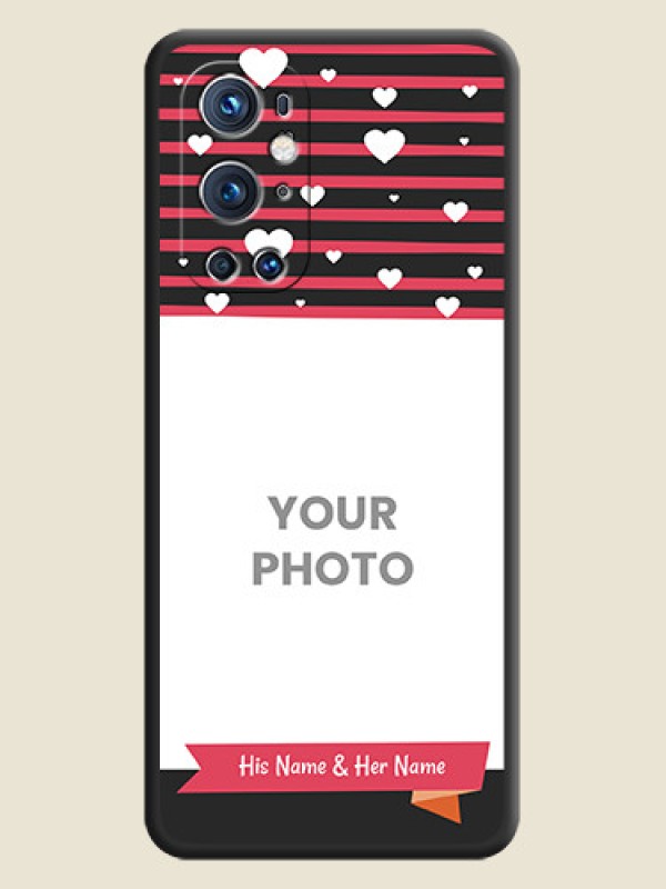 Custom White Color Love Symbols with Pink Lines Pattern on Space Black Custom Soft Matte Phone Cases - Oneplus 9 Pro 5G - alternate view