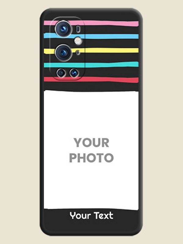 Custom Multicolor Lines with Image on Space Black Personalized Soft Matte Phone Covers - Oneplus 9 Pro 5G - alternate view