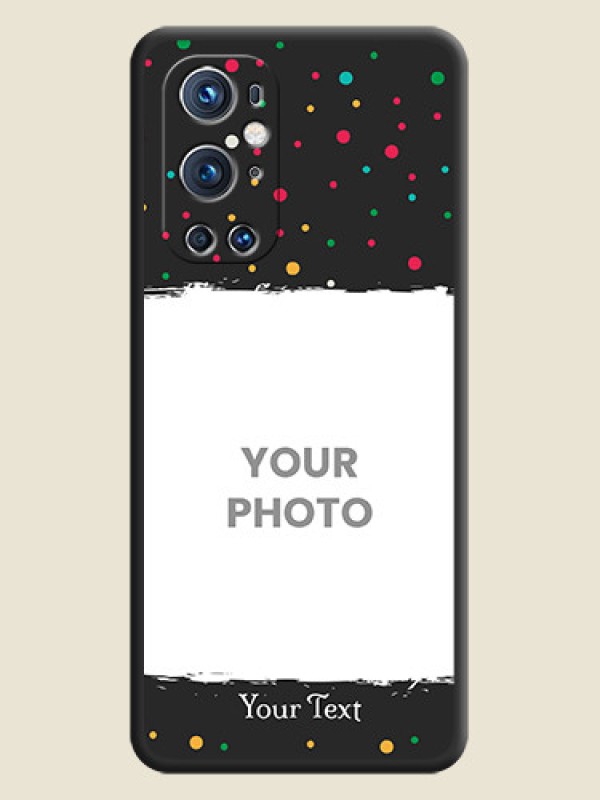 Custom Multicolor Dotted Pattern with Text on Space Black Custom Soft Matte Phone Back Cover - Oneplus 9 Pro 5G - alternate view
