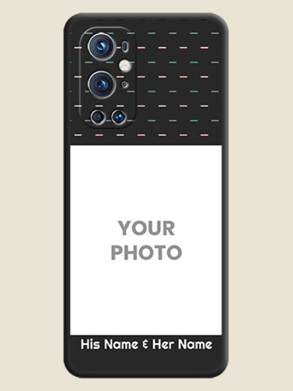 Custom Line Pattern Design with Text on Space Black Custom Soft Matte Phone Back Cover - Oneplus 9 Pro 5G - alternate view
