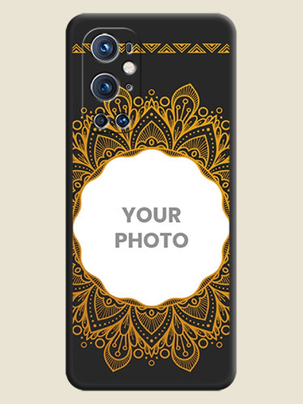 Custom Round Image with Floral Design on Photo on Space Black Soft Matte Mobile Cover - Oneplus 9 Pro 5G - alternate view