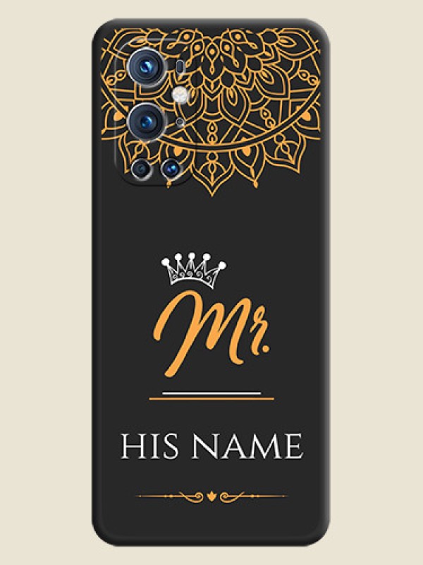 Custom Mr Name with Floral Design  on Personalised Space Black Soft Matte Cases - Oneplus 9 Pro 5G - alternate view