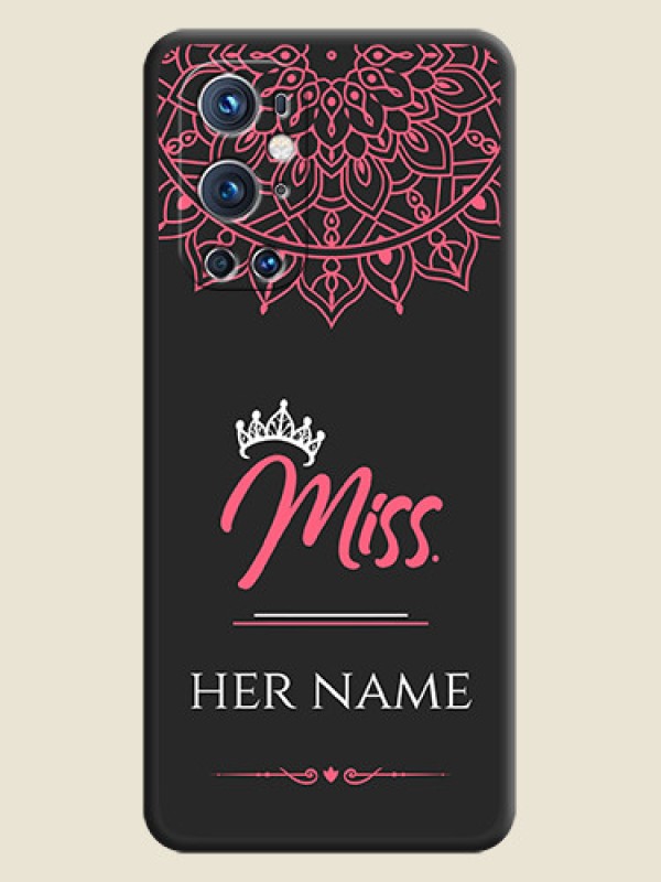 Custom Mrs Name with Floral Design on Space Black Personalized Soft Matte Phone Covers - Oneplus 9 Pro 5G - alternate view